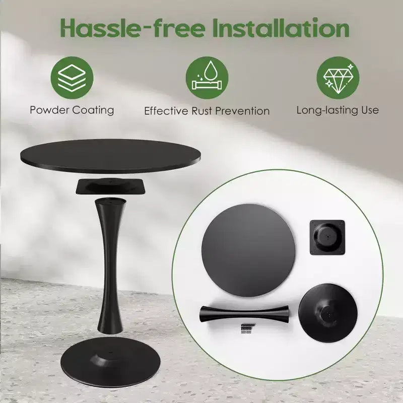 31.5 Small Round Dining Tulip Table Seats Up to 2-4 People,Wood Tabletop with Metal Pedestal Base