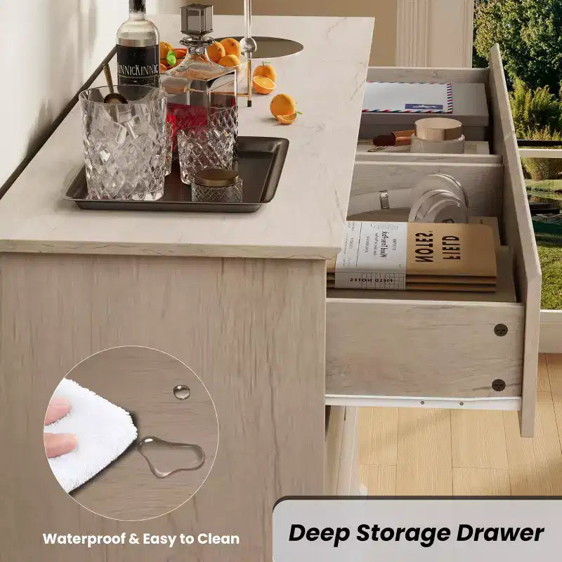 8 Drawer Dressers for Bedroom, Chest of Drawers with Deep Drawers, Large Double Dresser for Closet with Wide Top, Horizontal Wooden Dresser for Living
