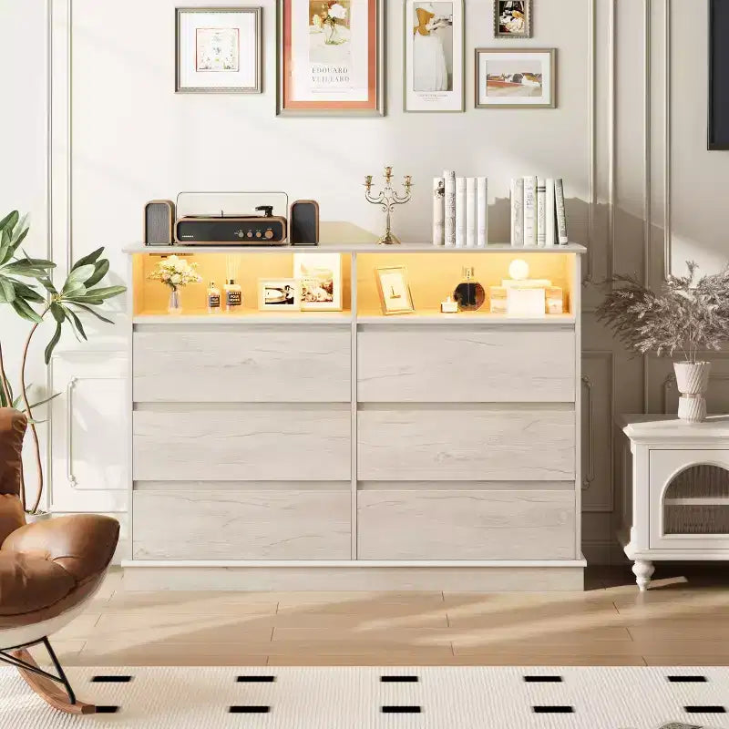 8 Drawer Dressers for Bedroom, Chest of Drawers with Deep Drawers, Large Double Dresser for Closet with Wide Top, Horizontal Wooden Dresser for Living