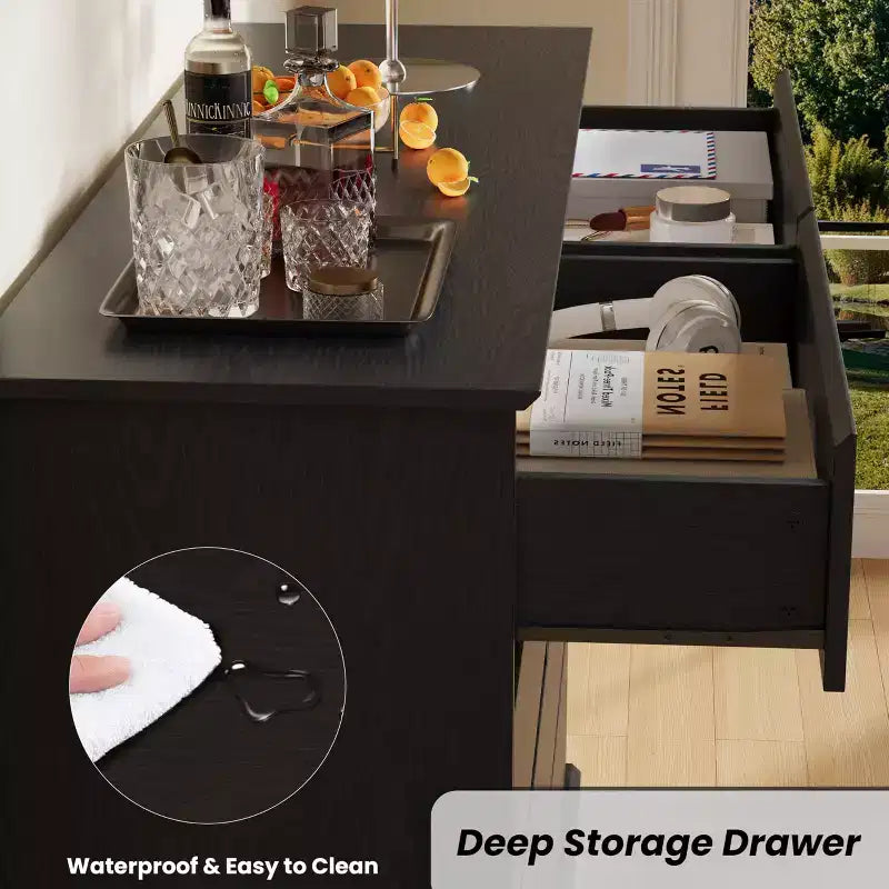 8 Drawer Dressers for Bedroom, Chest of Drawers with Deep Drawers, Large Double Dresser for Closet with Wide Top, Horizontal Wooden Dresser for Living