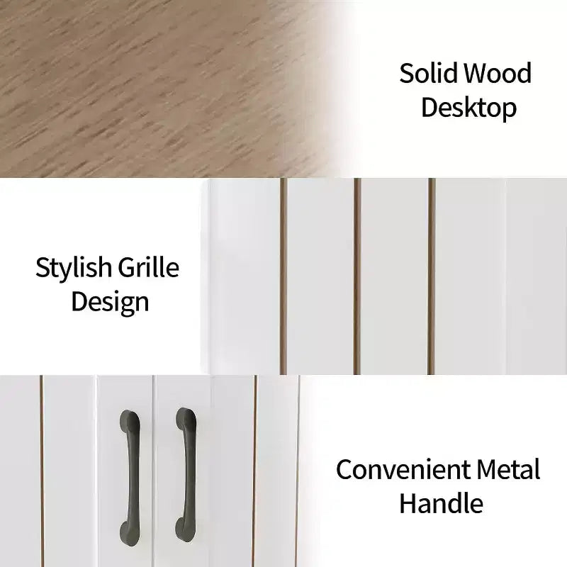 Practical storage cabinet, side panel buffet cabinet with storage room, adjustable shelf and 2 drawers,white