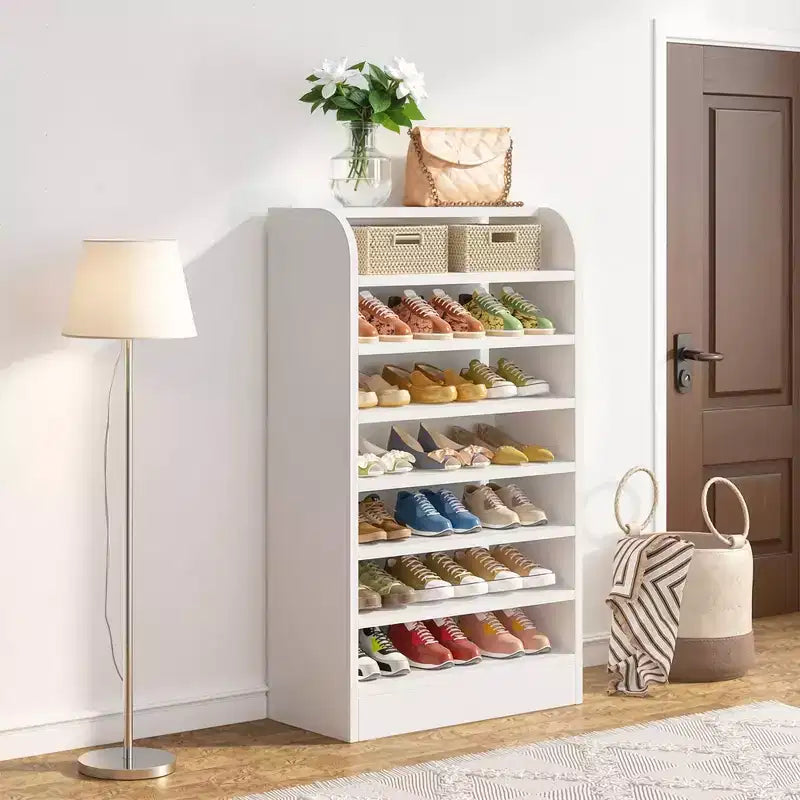 MAYEERTY 47.24H Wooden Shoe Cabinet, Sturdy E1 Particleboard Shoe Storage Rack for Hallway
