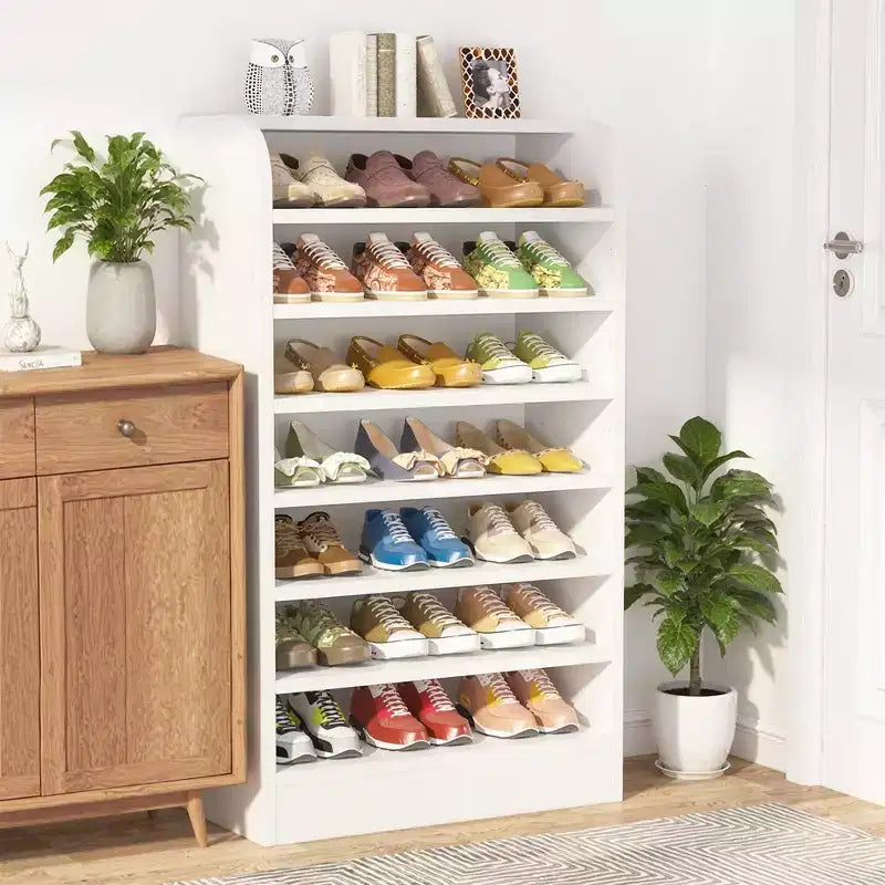 MAYEERTY 47.24H Wooden Shoe Cabinet, Sturdy E1 Particleboard Shoe Storage Rack for Hallway