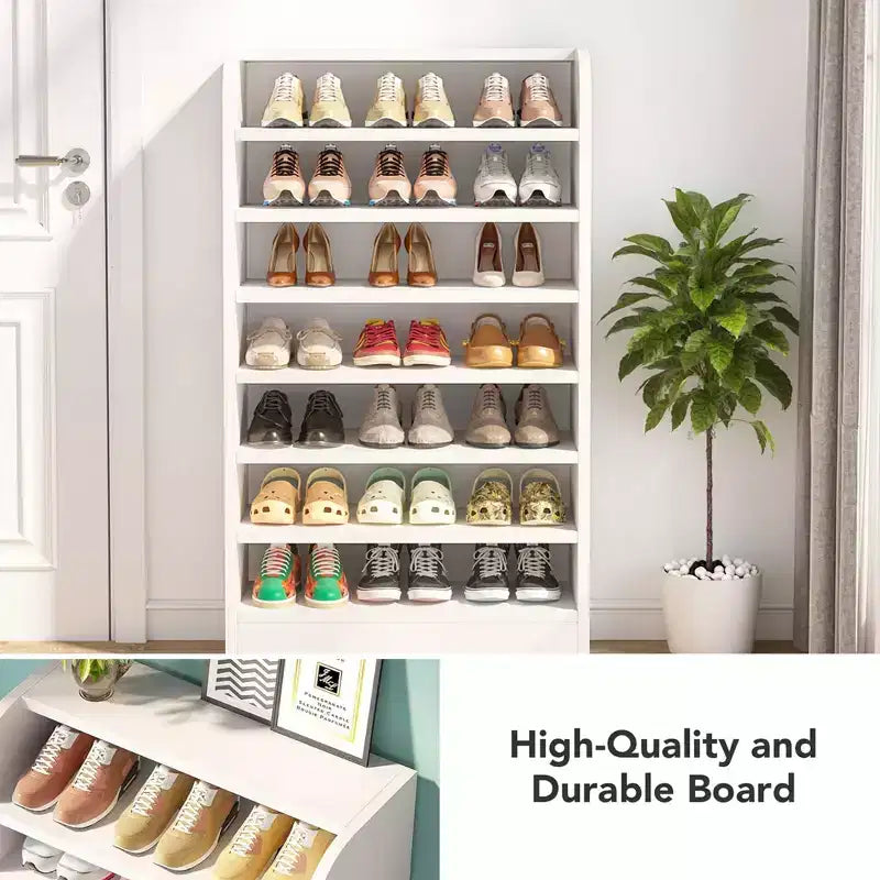 MAYEERTY 47.24H Wooden Shoe Cabinet, Sturdy E1 Particleboard Shoe Storage Rack for Hallway