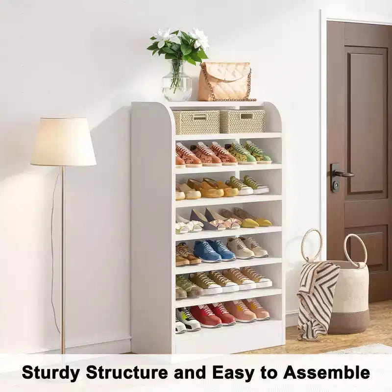MAYEERTY 47.24H Wooden Shoe Cabinet, Sturdy E1 Particleboard Shoe Storage Rack for Hallway