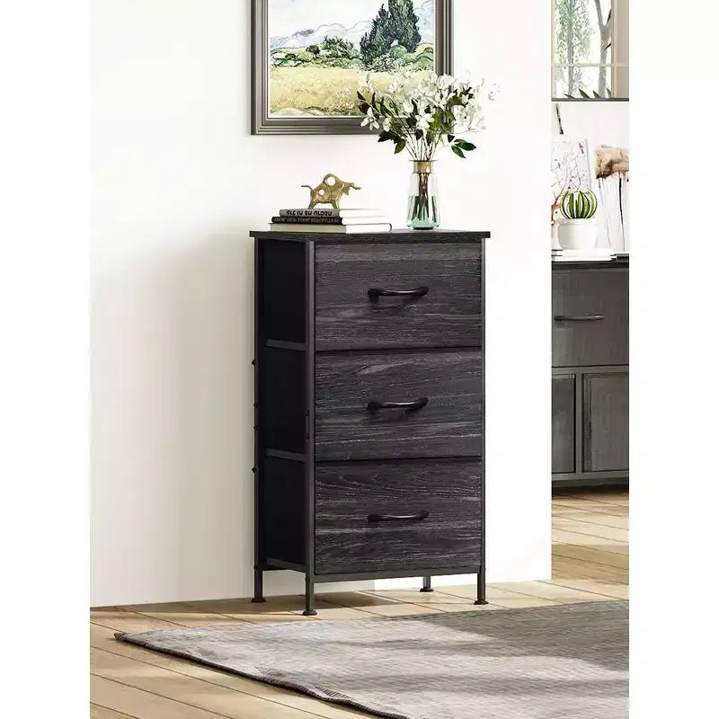 GALAXHERO Nightstand with 3 Drawers  Fabric Dresser Storage Organizer for Bedroom, Hallway, Entryway, Closets