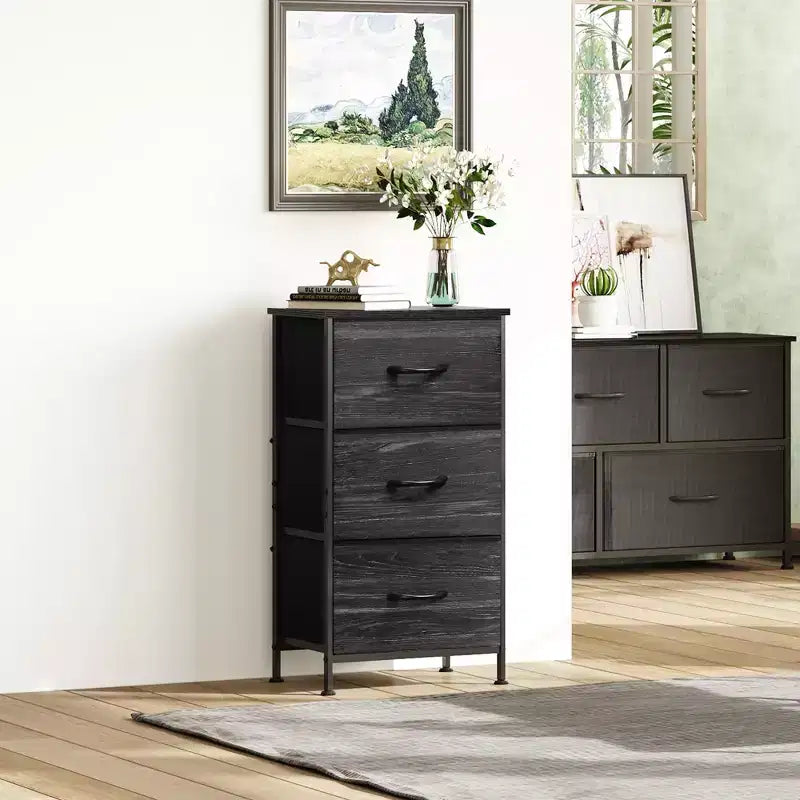 GALAXHERO Nightstand with 3 Drawers  Fabric Dresser Storage Organizer for Bedroom, Hallway, Entryway, Closets