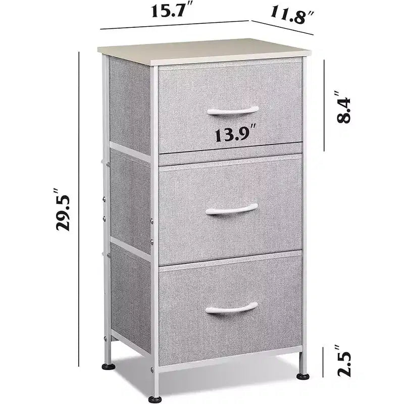 GALAXHERO Nightstand with 3 Drawers  Fabric Dresser Storage Organizer for Bedroom, Hallway, Entryway, Closets