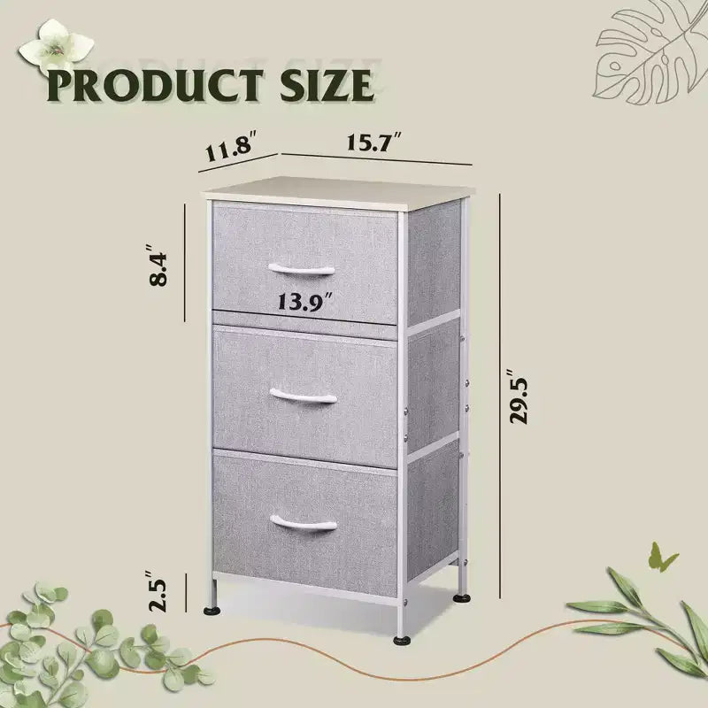 GALAXHERO Nightstand with 3 Drawers  Fabric Dresser Storage Organizer for Bedroom, Hallway, Entryway, Closets
