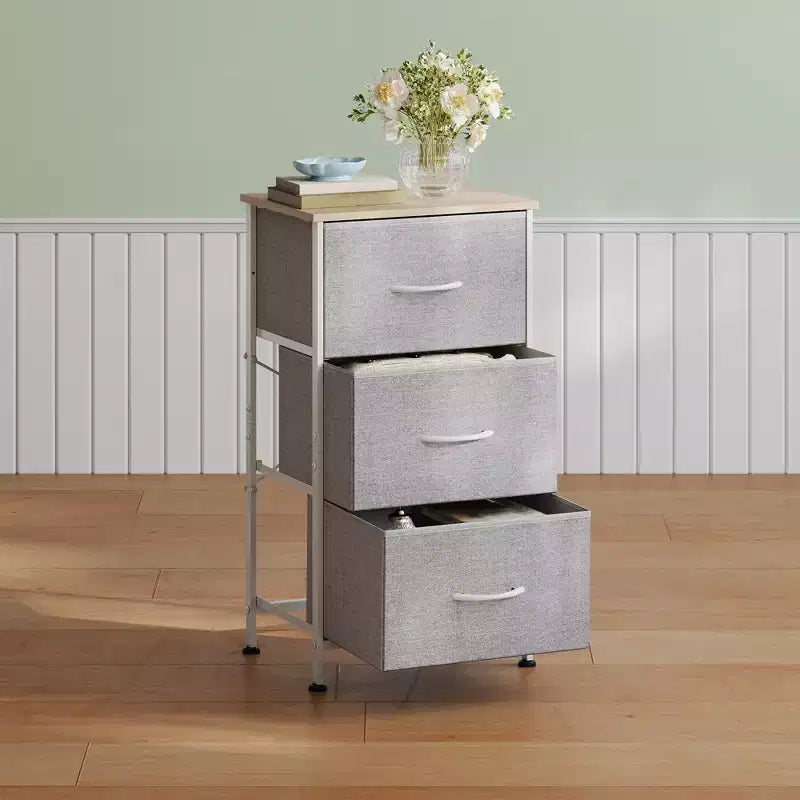 GALAXHERO Nightstand with 3 Drawers  Fabric Dresser Storage Organizer for Bedroom, Hallway, Entryway, Closets