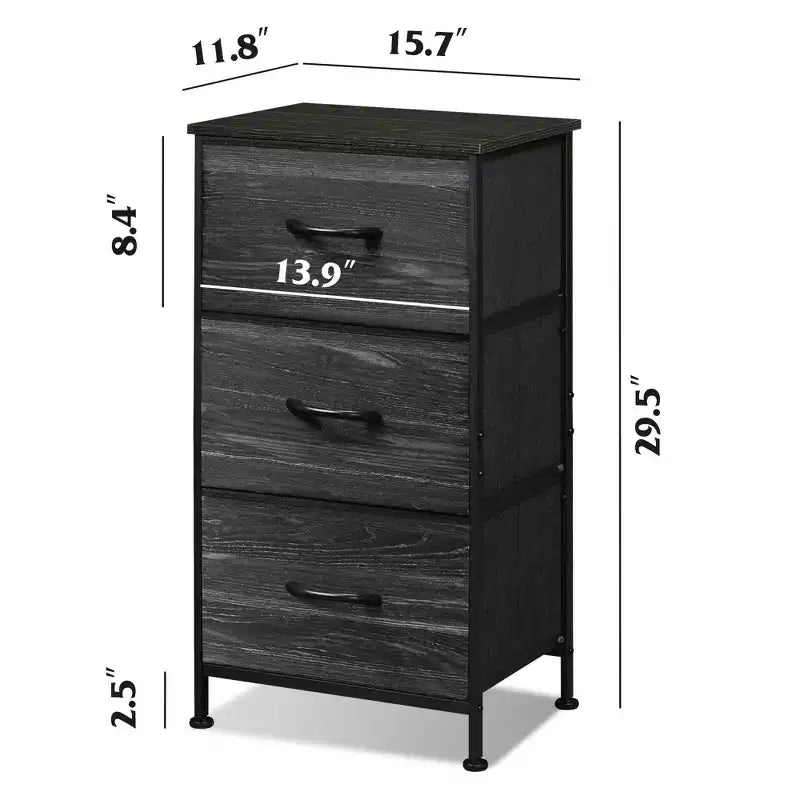 GALAXHERO Nightstand with 3 Drawers  Fabric Dresser Storage Organizer for Bedroom, Hallway, Entryway, Closets