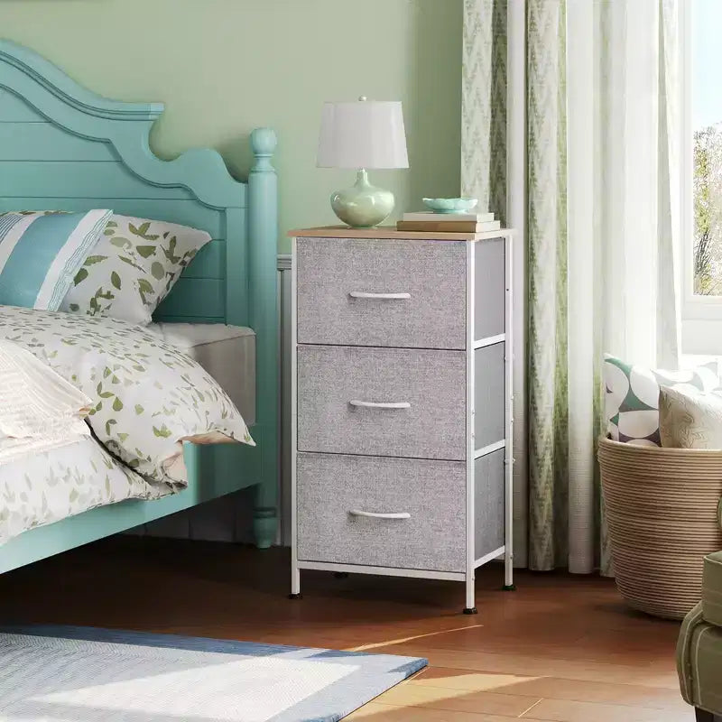 GALAXHERO Nightstand with 3 Drawers  Fabric Dresser Storage Organizer for Bedroom, Hallway, Entryway, Closets