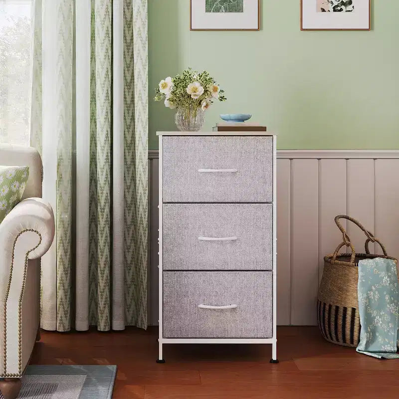 GALAXHERO Nightstand with 3 Drawers  Fabric Dresser Storage Organizer for Bedroom, Hallway, Entryway, Closets