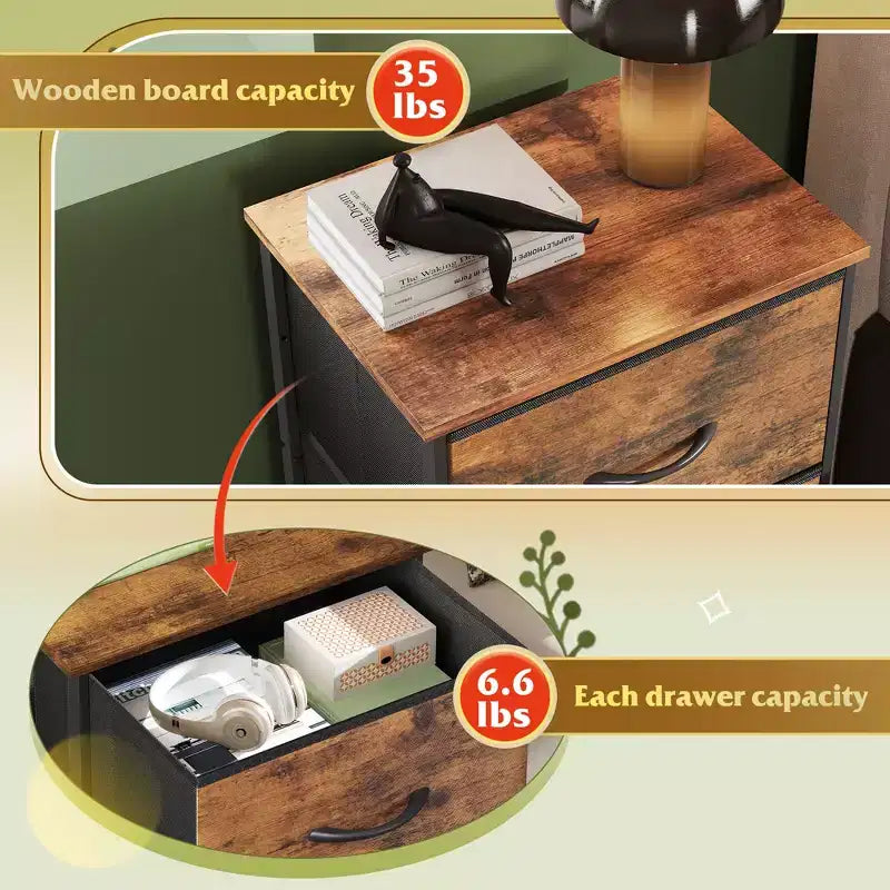 GALAXHERO Nightstand with 3 Drawers  Fabric Dresser Storage Organizer for Bedroom, Hallway, Entryway, Closets