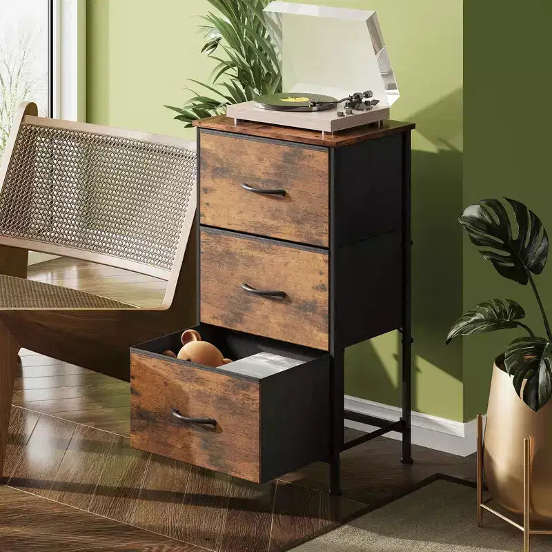 GALAXHERO Nightstand with 3 Drawers  Fabric Dresser Storage Organizer for Bedroom, Hallway, Entryway, Closets