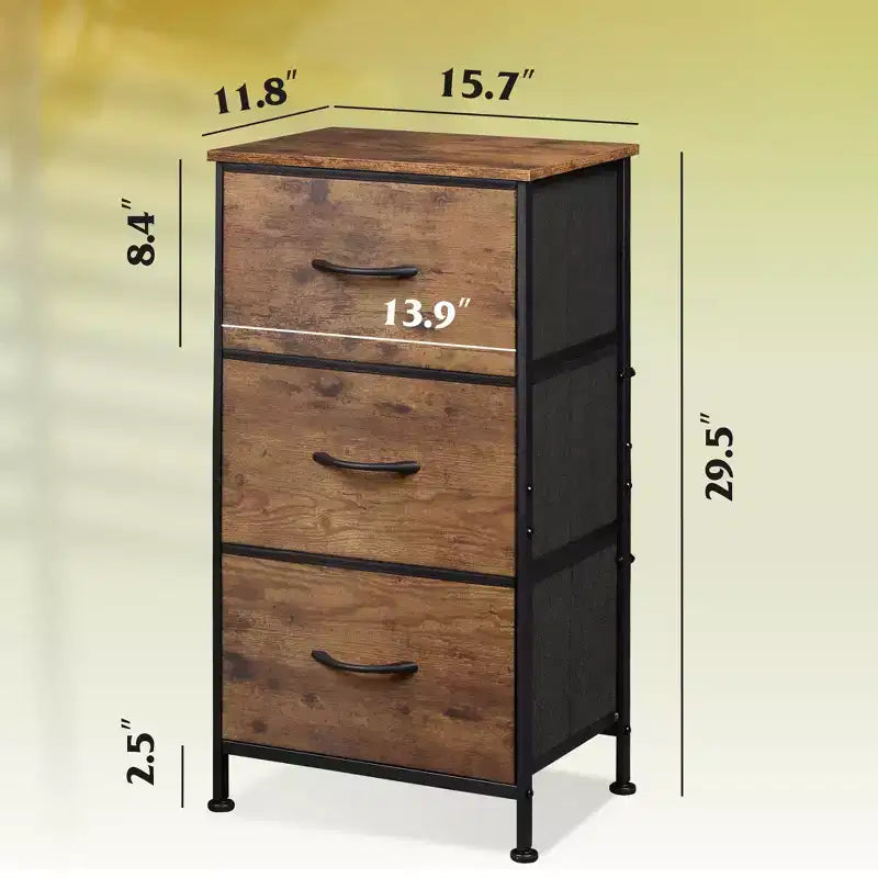 GALAXHERO Nightstand with 3 Drawers  Fabric Dresser Storage Organizer for Bedroom, Hallway, Entryway, Closets
