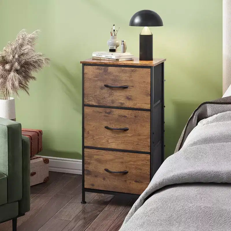GALAXHERO Nightstand with 3 Drawers  Fabric Dresser Storage Organizer for Bedroom, Hallway, Entryway, Closets