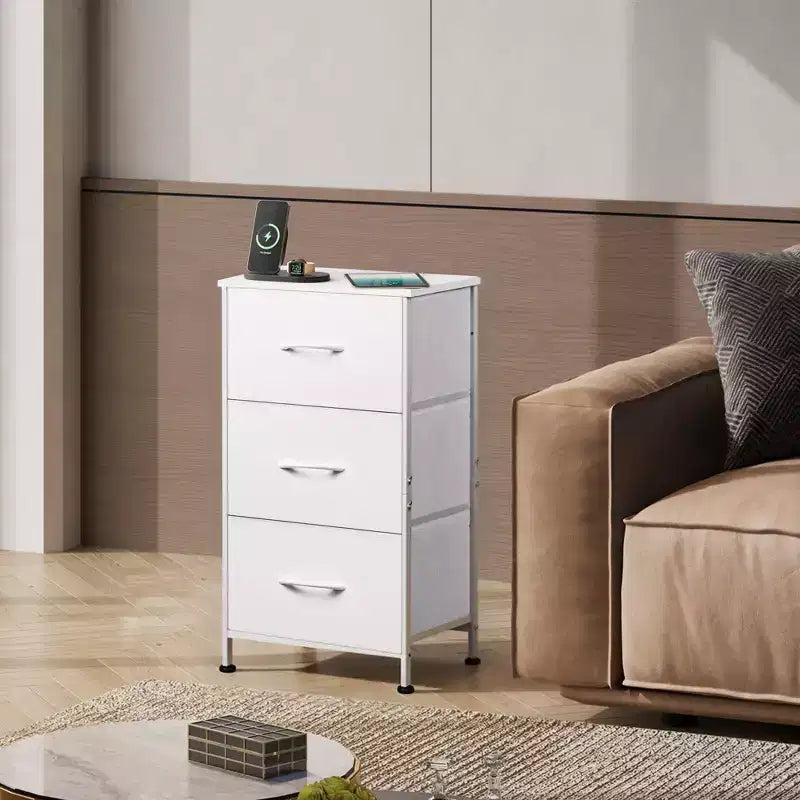 GALAXHERO Nightstand with 3 Drawers  Fabric Dresser Storage Organizer for Bedroom, Hallway, Entryway, Closets