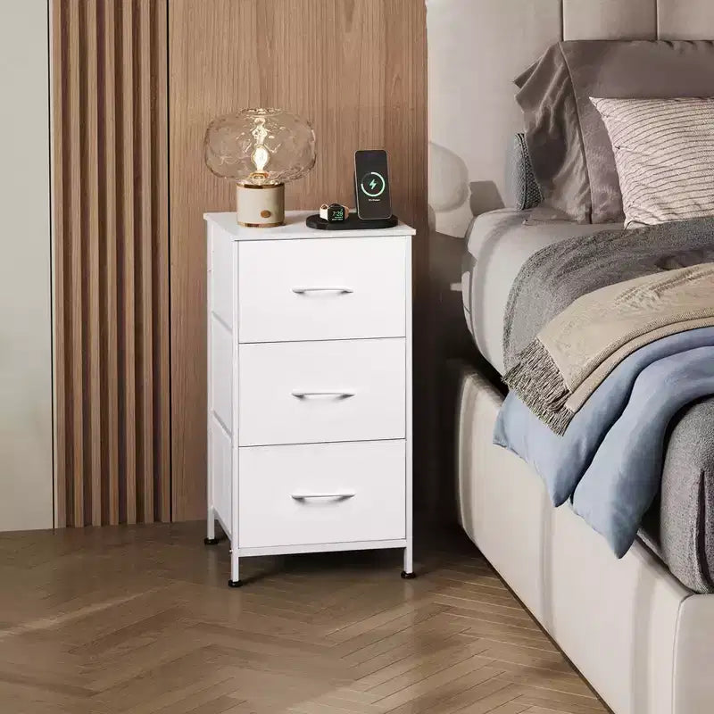 GALAXHERO Nightstand with 3 Drawers  Fabric Dresser Storage Organizer for Bedroom, Hallway, Entryway, Closets