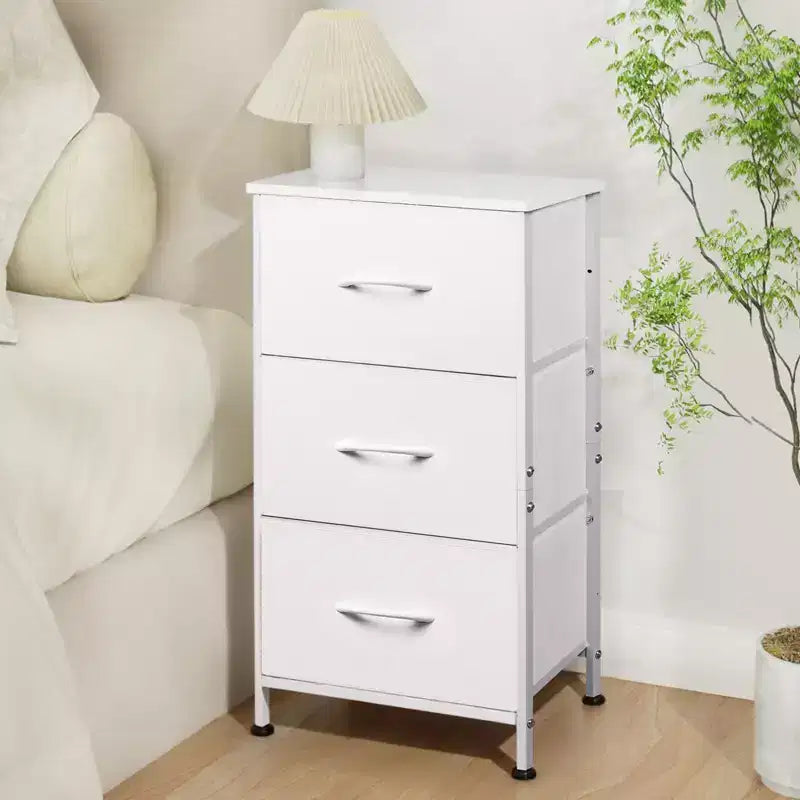 GALAXHERO Nightstand with 3 Drawers  Fabric Dresser Storage Organizer for Bedroom, Hallway, Entryway, Closets