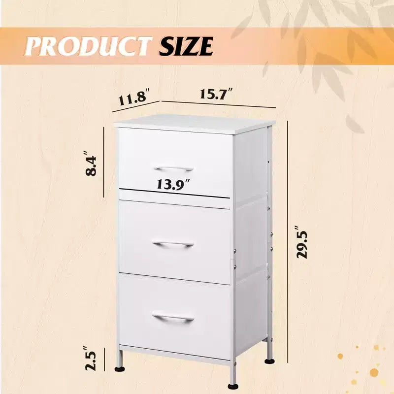 GALAXHERO Nightstand with 3 Drawers  Fabric Dresser Storage Organizer for Bedroom, Hallway, Entryway, Closets