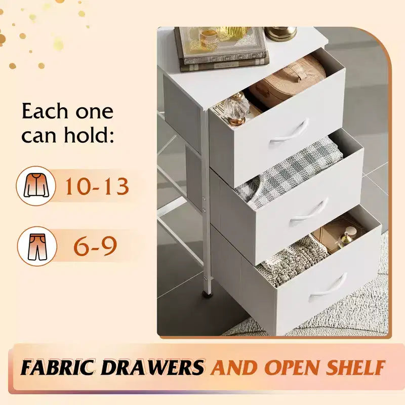 GALAXHERO Nightstand with 3 Drawers  Fabric Dresser Storage Organizer for Bedroom, Hallway, Entryway, Closets