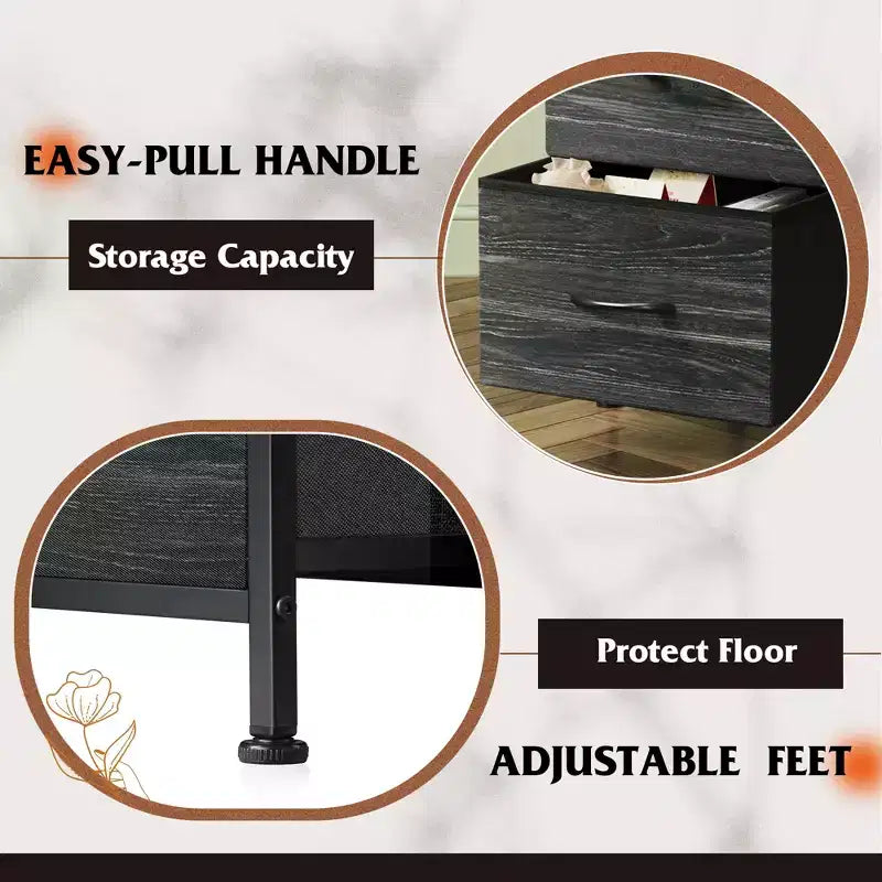 GALAXHERO Nightstand with 3 Drawers  Fabric Dresser Storage Organizer for Bedroom, Hallway, Entryway, Closets