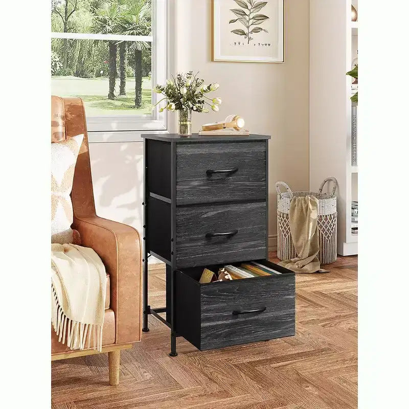 GALAXHERO Nightstand with 3 Drawers  Fabric Dresser Storage Organizer for Bedroom, Hallway, Entryway, Closets