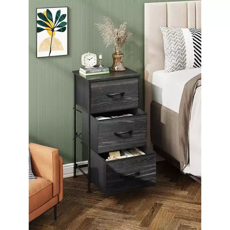 GALAXHERO Nightstand with 3 Drawers  Fabric Dresser Storage Organizer for Bedroom, Hallway, Entryway, Closets