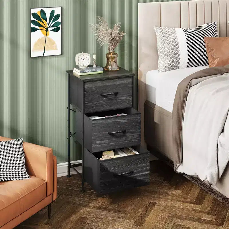 GALAXHERO Nightstand with 3 Drawers  Fabric Dresser Storage Organizer for Bedroom, Hallway, Entryway, Closets