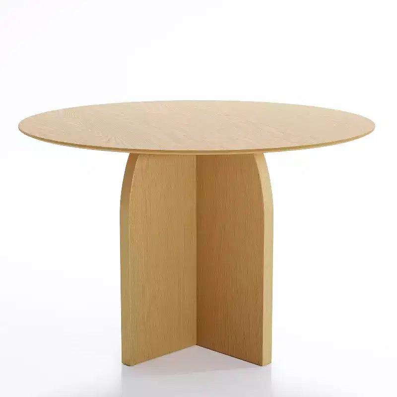 PexFix 45 x45 Solid Wood Round Dining Table with Natural Finish and Elegant Arched Legs for Modern Dining Rooms & Kitchens