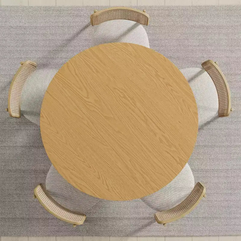 PexFix 45 x45 Solid Wood Round Dining Table with Natural Finish and Elegant Arched Legs for Modern Dining Rooms & Kitchens
