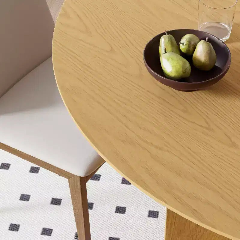 PexFix 45 x45 Solid Wood Round Dining Table with Natural Finish and Elegant Arched Legs for Modern Dining Rooms & Kitchens