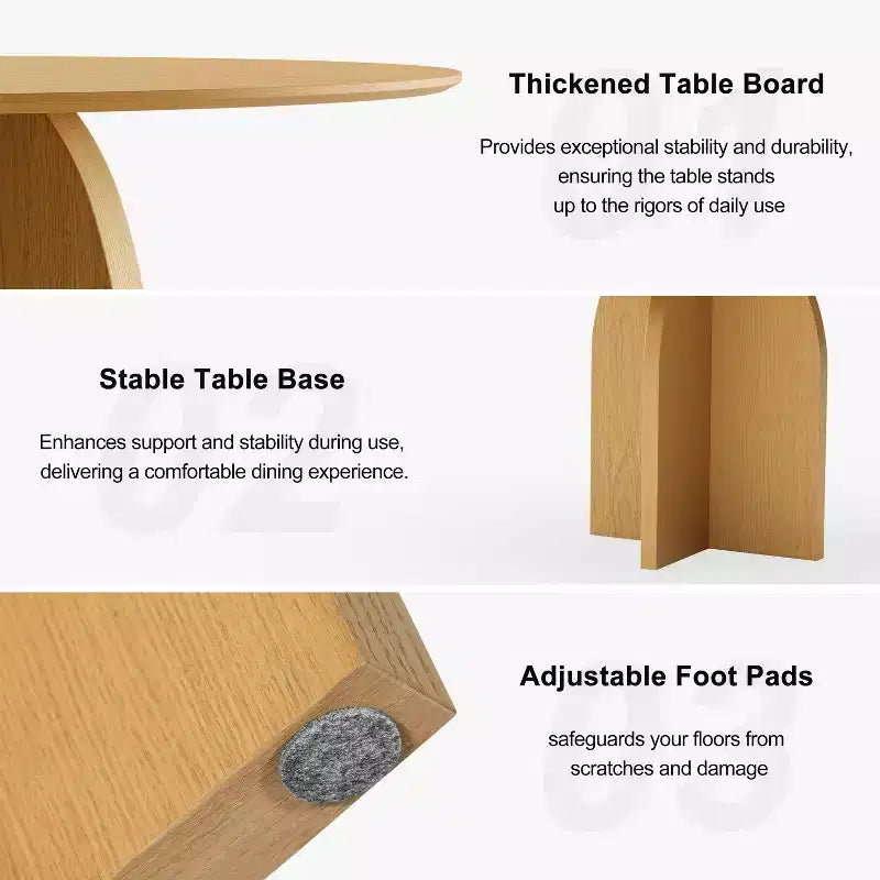 PexFix 45 x45 Solid Wood Round Dining Table with Natural Finish and Elegant Arched Legs for Modern Dining Rooms & Kitchens