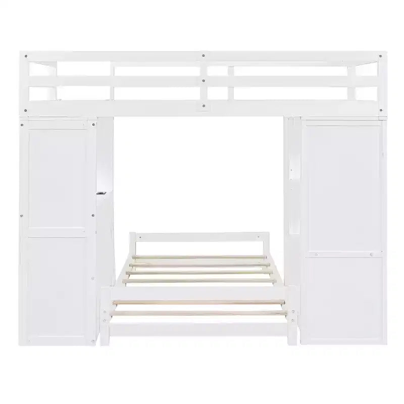 Whisen Twin over twin Bunk Bed with Drawers, Shelves, Desk, LED Light and Charging Ports