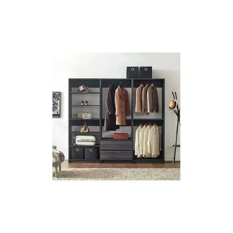 HomeStock Prosper Freestanding Walk in Wood Closet System
