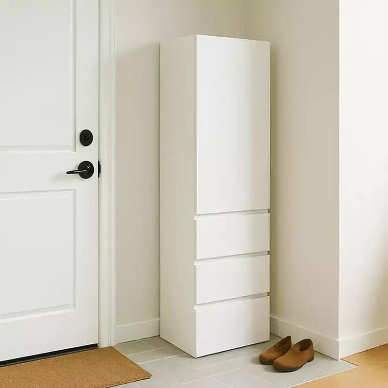 HomeStock Elise Slim Modular Wood Closet Cabinet with Drawers in White