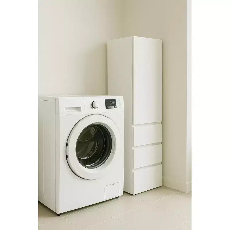 HomeStock Elise Slim Modular Wood Closet Cabinet with Drawers in White