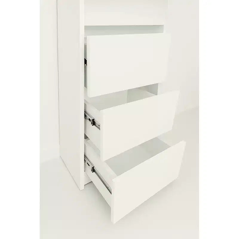 HomeStock Elise Slim Modular Wood Closet Cabinet with Drawers in White