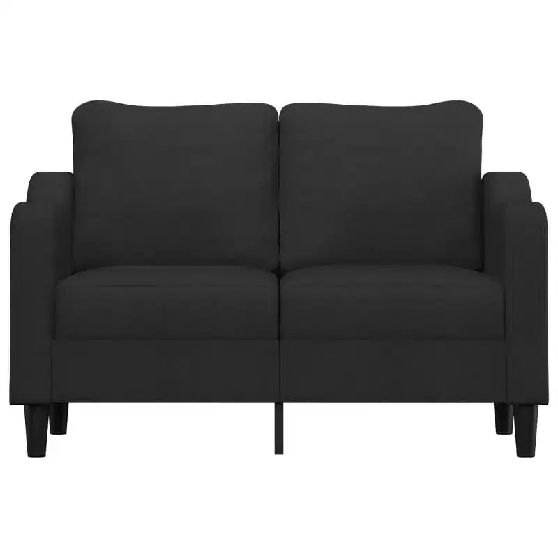vidaXL Modern 2-Seater Sofa - Black Fabric and Metal Frame with Thick Padding for Living Room, Lounge, Patio Seating