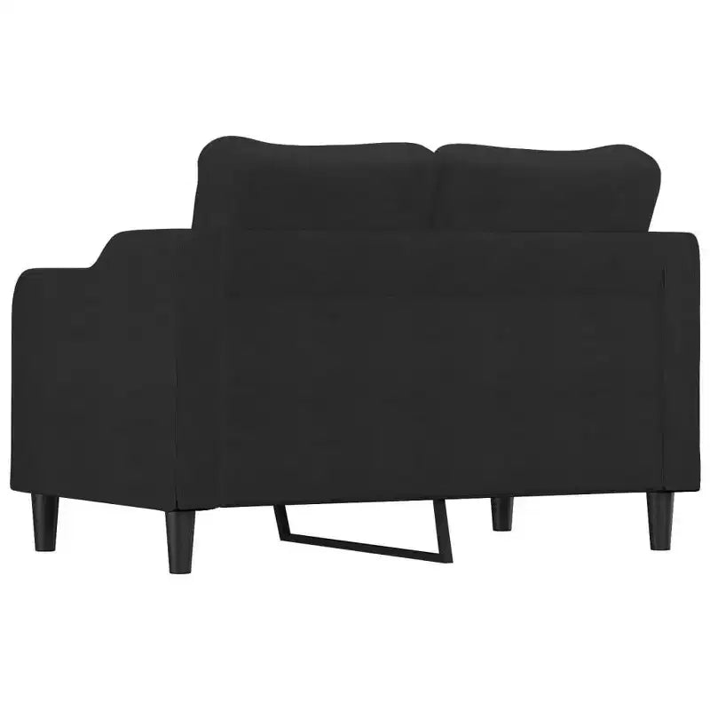 vidaXL Modern 2-Seater Sofa - Black Fabric and Metal Frame with Thick Padding for Living Room, Lounge, Patio Seating