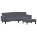 vidaXL 2-Piece Convertible Sofa Bed Set with Footstool in Luxurious Dark Gray Velvet, Versatile Furniture for Living Room or Den