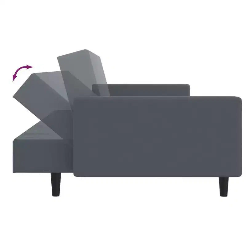 vidaXL 2-Piece Convertible Sofa Bed Set with Footstool in Luxurious Dark Gray Velvet, Versatile Furniture for Living Room or Den