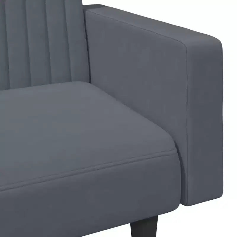 vidaXL 2-Piece Convertible Sofa Bed Set with Footstool in Luxurious Dark Gray Velvet, Versatile Furniture for Living Room or Den