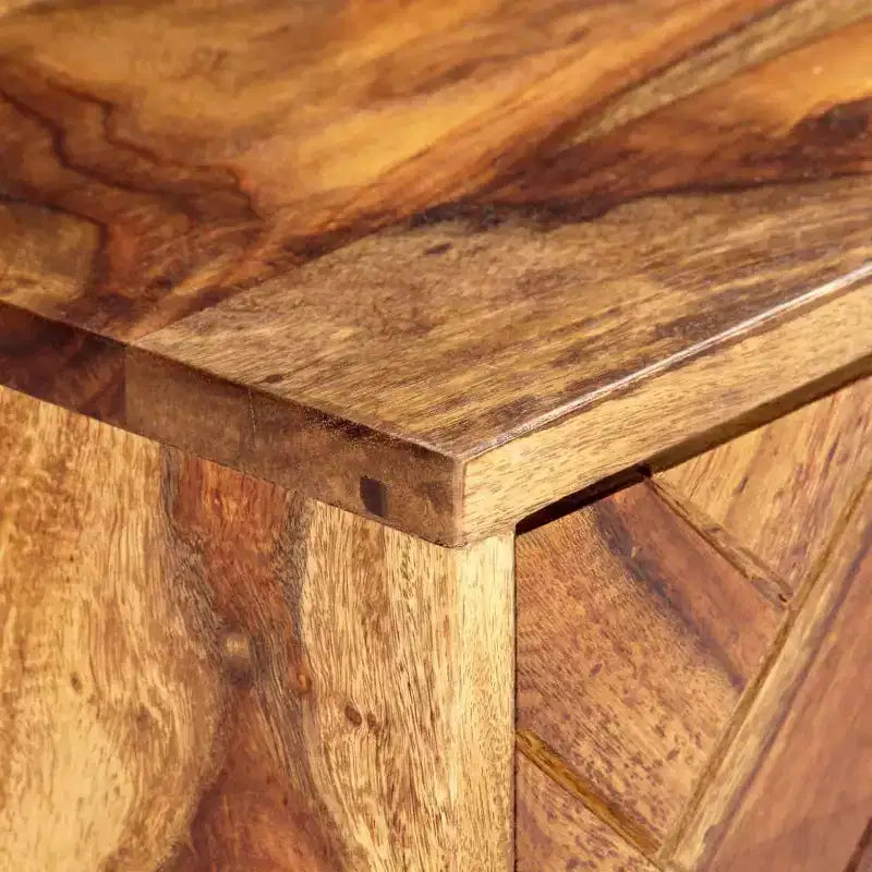vidaXL TV Cabinet Brown Solid Sheesham Wood, Brass powder-coated iron