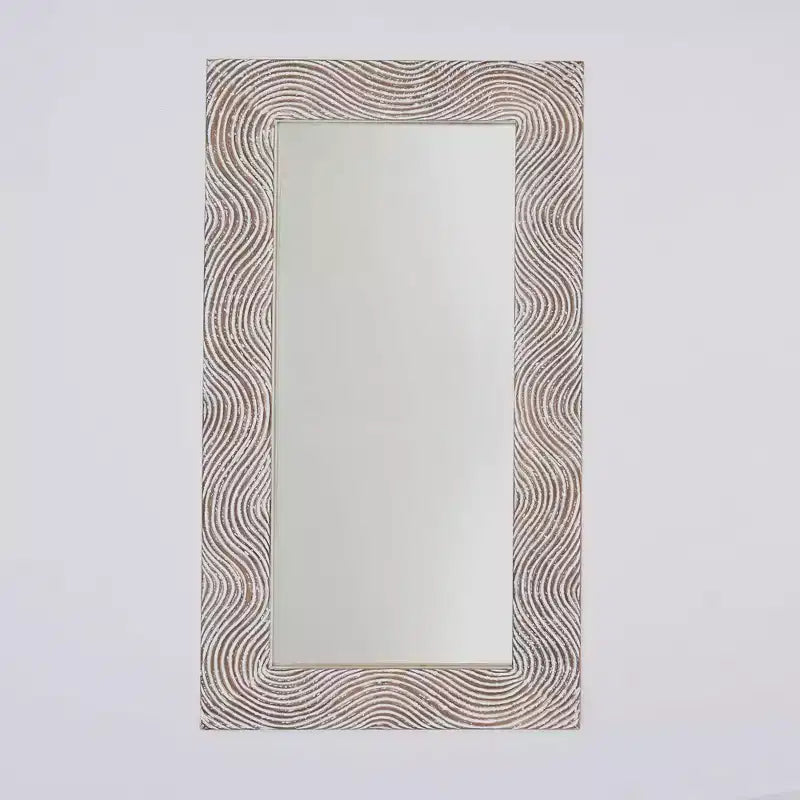 GDFStudio Cheryl Retro 72 Solid Wood Handcarved Rectangle Full Length Mirror