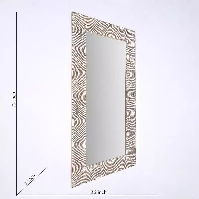 GDFStudio Cheryl Retro 72 Solid Wood Handcarved Rectangle Full Length Mirror