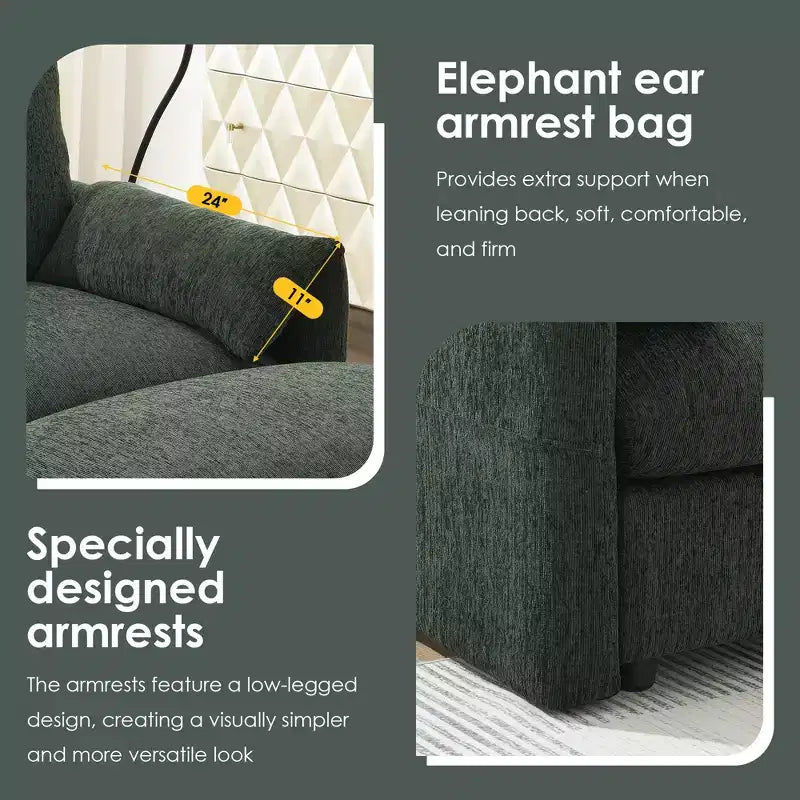 96.5'' L-Shaped Sectional Sofa with Storage Ottoman, USB Charger, and Phone Holder Chenille Upholstery 4-Seat Couch for Living Room