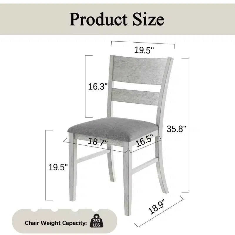 VECELO Farmhouse Style Dining Table Set, Rubber Wood Table with 4/6 Upholstered Dining Chairs, Gray