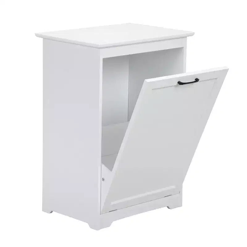 Sandinrayli 10 Gal. Tilt Out Trash Cabinet Laundry Hamper Kitchen Wooden Trash Can Holder Garbage Bin With Angle Adjustable Door